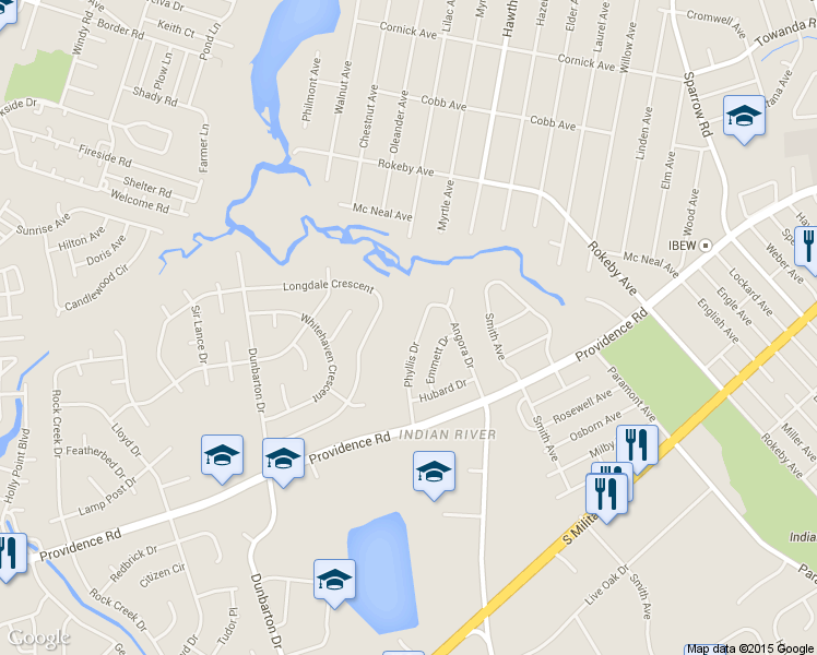 map of restaurants, bars, coffee shops, grocery stores, and more near 2021 Phyllis Drive in Chesapeake