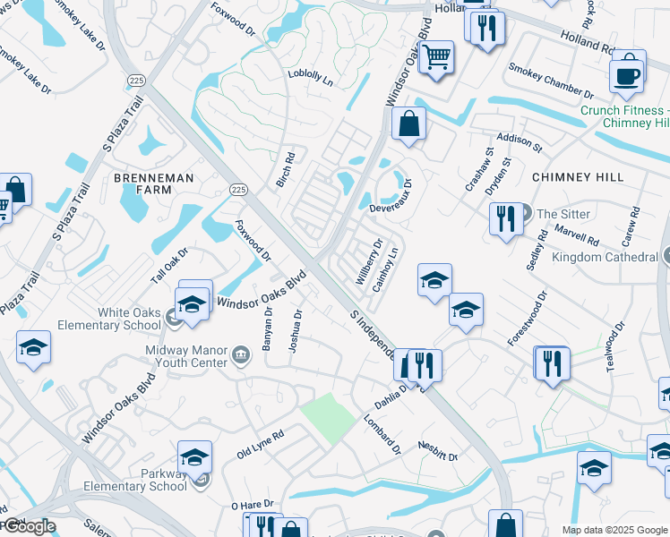map of restaurants, bars, coffee shops, grocery stores, and more near 3652 Cainhoy Lane in Virginia Beach