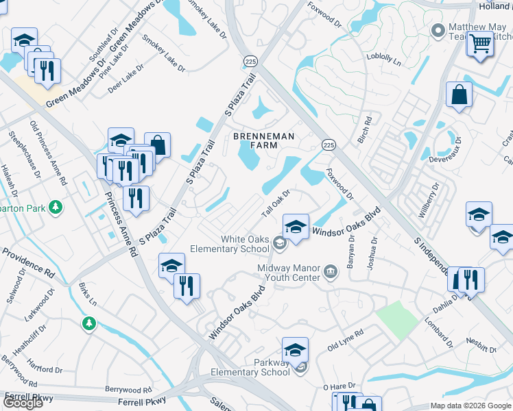 map of restaurants, bars, coffee shops, grocery stores, and more near 1091 Tall Oak Drive in Virginia Beach