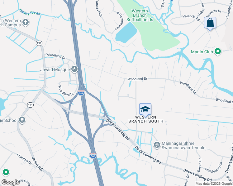 map of restaurants, bars, coffee shops, grocery stores, and more near 4327 Michaela Lane in Chesapeake
