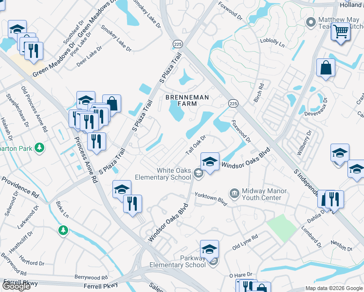 map of restaurants, bars, coffee shops, grocery stores, and more near 1091 Tall Oak Drive in Virginia Beach