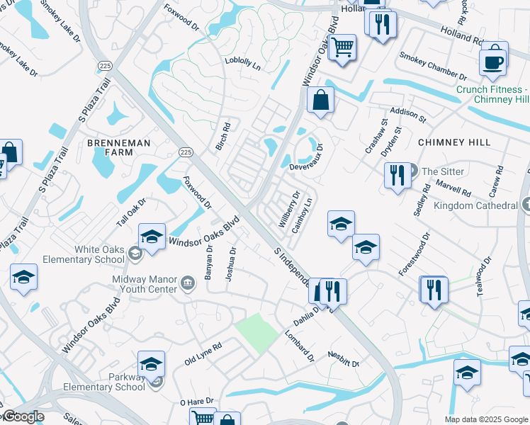 map of restaurants, bars, coffee shops, grocery stores, and more near 3652 Cainhoy Lane in Virginia Beach
