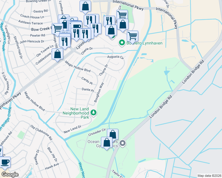 map of restaurants, bars, coffee shops, grocery stores, and more near 912 Fowler Court in Virginia Beach