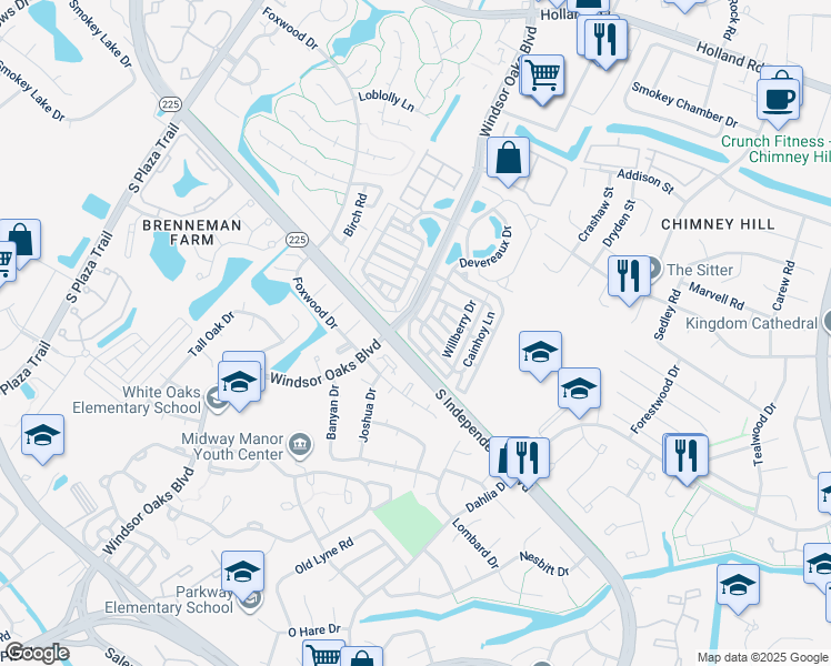 map of restaurants, bars, coffee shops, grocery stores, and more near 3648 Cainhoy Lane in Virginia Beach