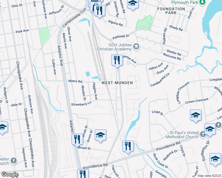 map of restaurants, bars, coffee shops, grocery stores, and more near 2422 Earley Street in Chesapeake