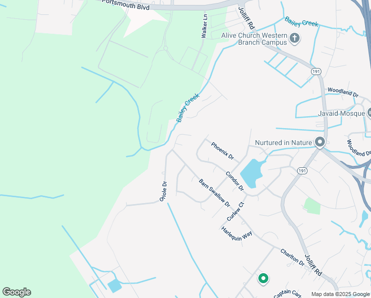 map of restaurants, bars, coffee shops, grocery stores, and more near 4704 Canary Court in Chesapeake