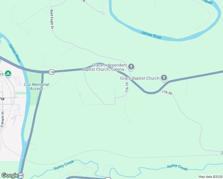 map of restaurants, bars, coffee shops, grocery stores, and more near 207 Woodmist Road in Galena