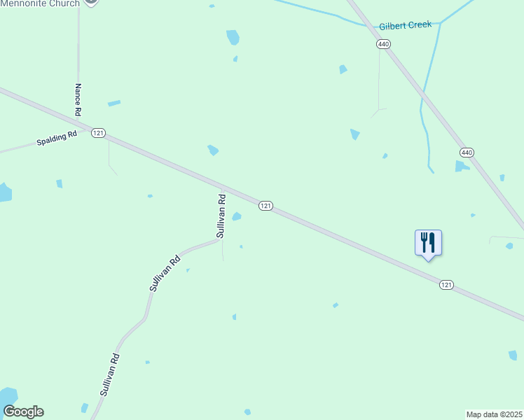 map of restaurants, bars, coffee shops, grocery stores, and more near 5870-6998 Highway 121 in Mayfield