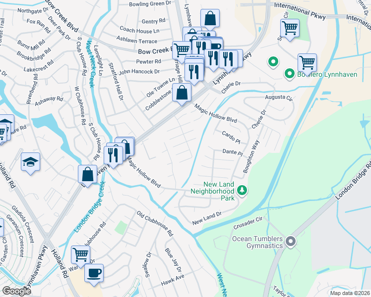 map of restaurants, bars, coffee shops, grocery stores, and more near 3050 Herrmann Court in Virginia Beach