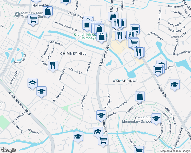 map of restaurants, bars, coffee shops, grocery stores, and more near 3505 Hoby Court in Virginia Beach