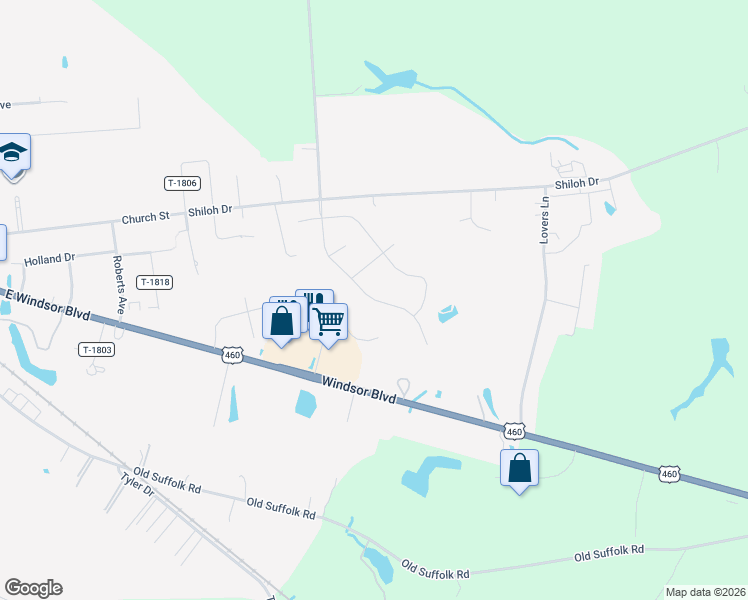 map of restaurants, bars, coffee shops, grocery stores, and more near 24317 John Henry Street in Windsor