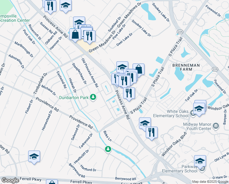 map of restaurants, bars, coffee shops, grocery stores, and more near 4781 Shallowford Circle in Virginia Beach