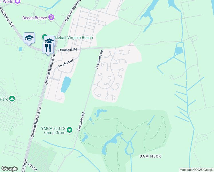map of restaurants, bars, coffee shops, grocery stores, and more near 927-999 Ithaca Ct in Virginia Beach