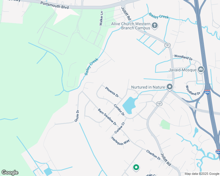 map of restaurants, bars, coffee shops, grocery stores, and more near 4824 Phoenix Drive in Chesapeake