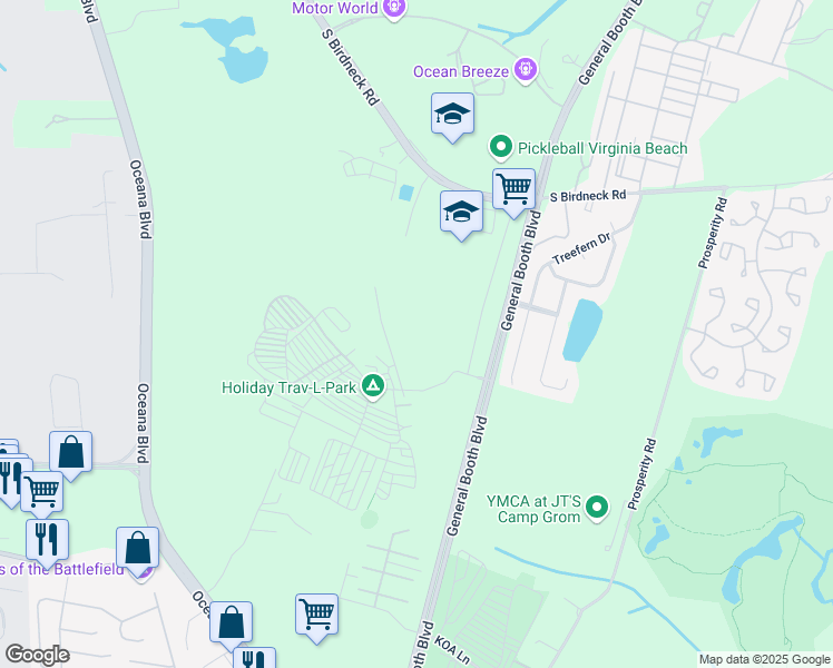 map of restaurants, bars, coffee shops, grocery stores, and more near 957 South Birdneck Road in Virginia Beach