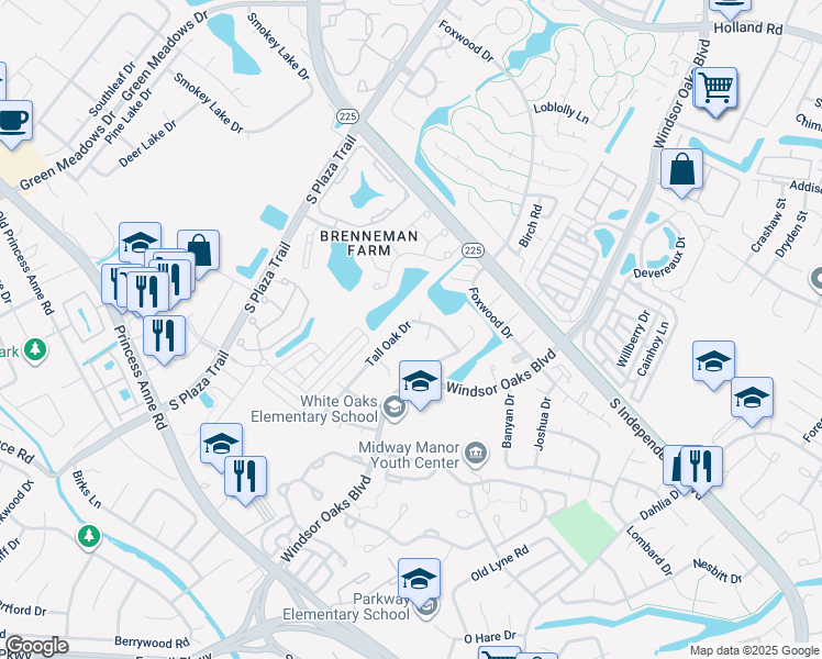 map of restaurants, bars, coffee shops, grocery stores, and more near 1062 Tall Oak Drive in Virginia Beach