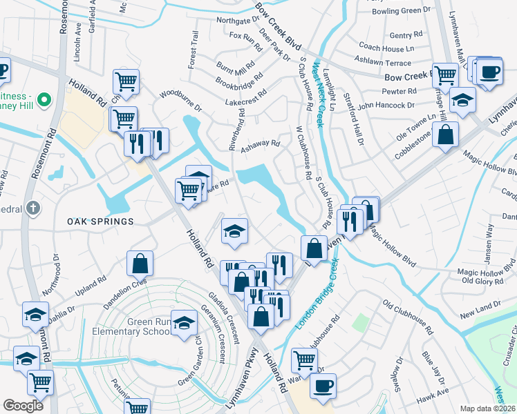 map of restaurants, bars, coffee shops, grocery stores, and more near 996 Barrington Court in Virginia Beach