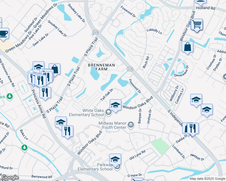 map of restaurants, bars, coffee shops, grocery stores, and more near 1062 Tall Oak Drive in Virginia Beach