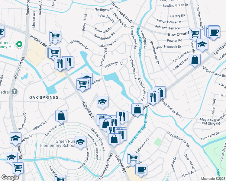 map of restaurants, bars, coffee shops, grocery stores, and more near 996 Barrington Court in Virginia Beach