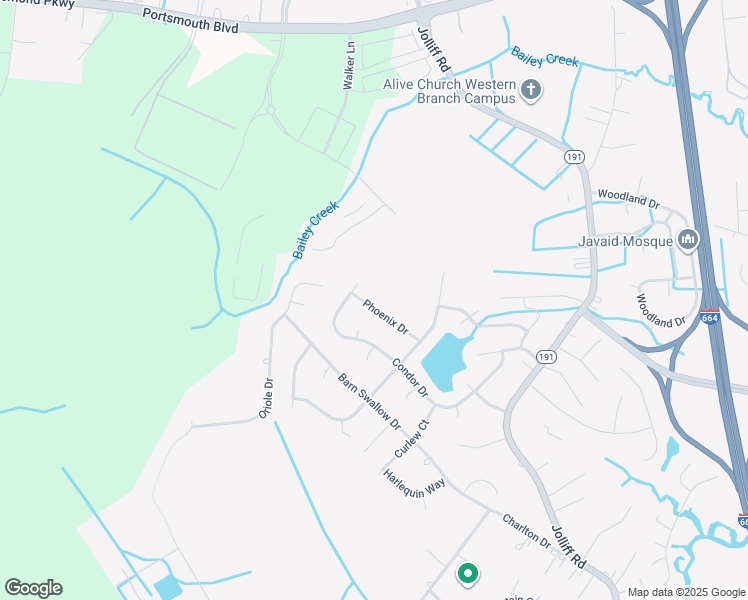 map of restaurants, bars, coffee shops, grocery stores, and more near 4824 Phoenix Drive in Chesapeake