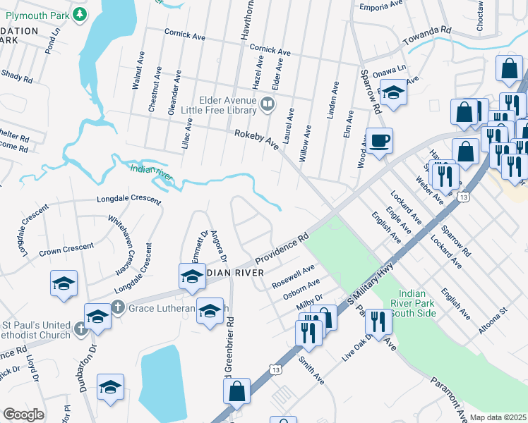 map of restaurants, bars, coffee shops, grocery stores, and more near 2433 Lindbergh Avenue in Chesapeake
