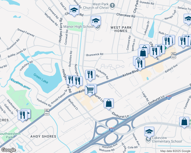 map of restaurants, bars, coffee shops, grocery stores, and more near 514 Delham Road in Portsmouth