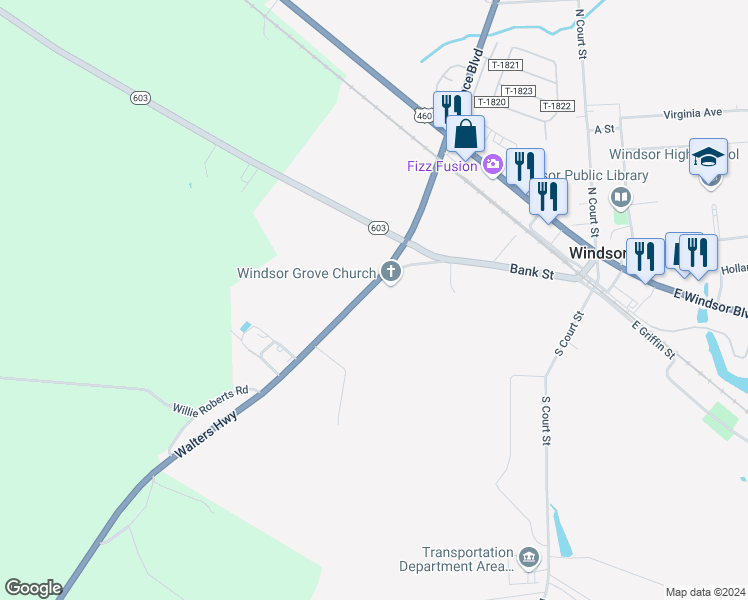 map of restaurants, bars, coffee shops, grocery stores, and more near 24311 Walters Highway in Windsor