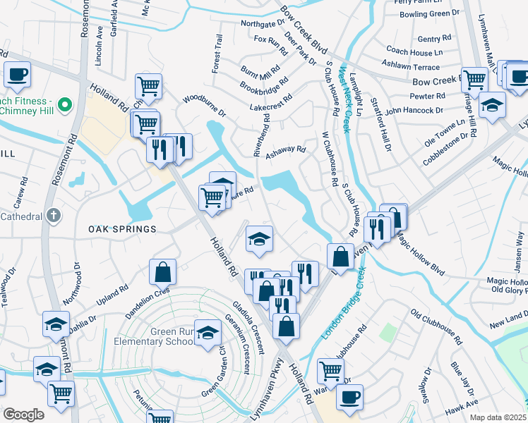 map of restaurants, bars, coffee shops, grocery stores, and more near 997 Riverbend Road in Virginia Beach