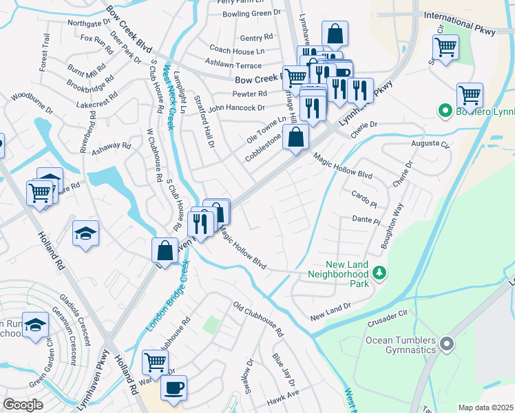 map of restaurants, bars, coffee shops, grocery stores, and more near 996 Lynnhaven Parkway in Virginia Beach