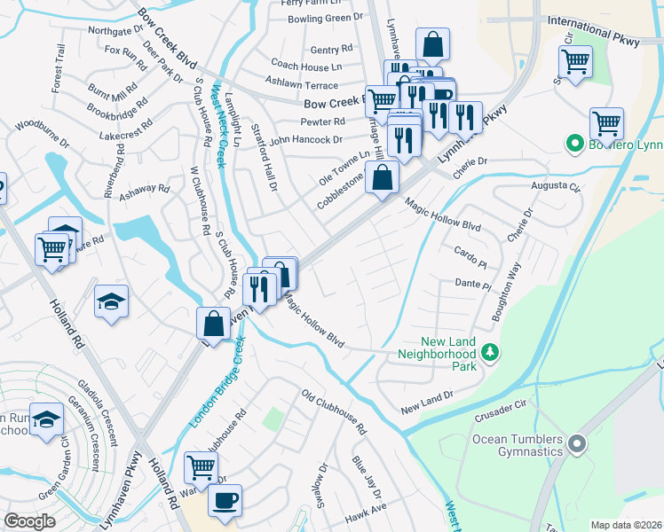 map of restaurants, bars, coffee shops, grocery stores, and more near 996 Lynnhaven Parkway in Virginia Beach