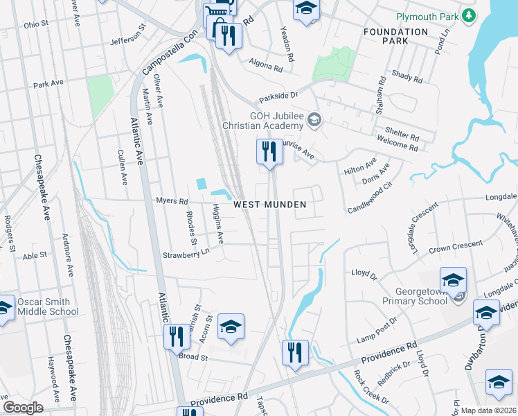 map of restaurants, bars, coffee shops, grocery stores, and more near 2611 Abingdon Street in Chesapeake
