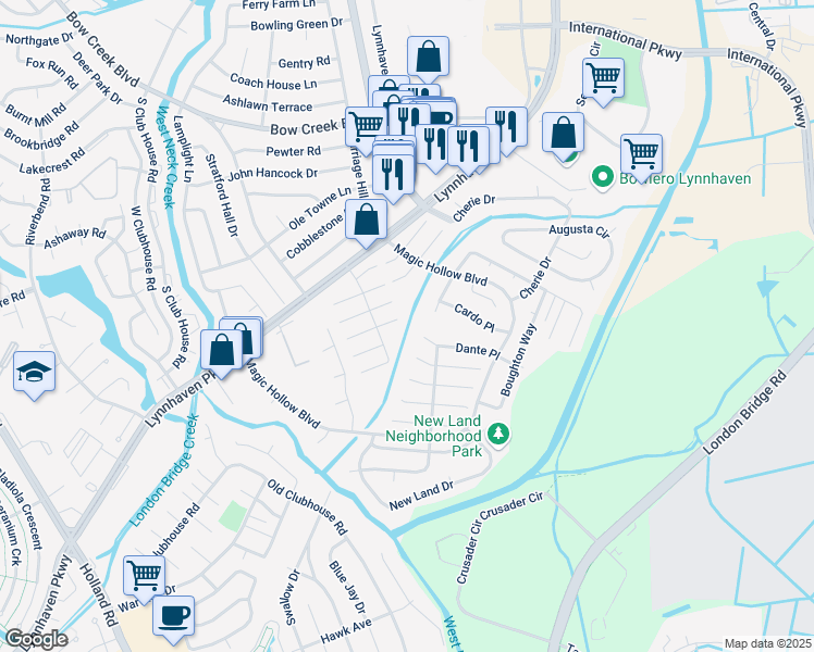 map of restaurants, bars, coffee shops, grocery stores, and more near 2948 Dante Place in Virginia Beach