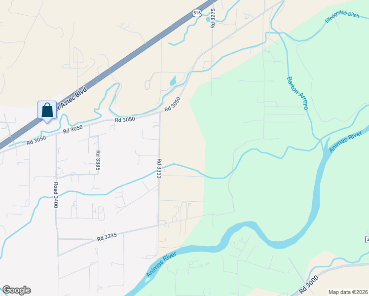 map of restaurants, bars, coffee shops, grocery stores, and more near 48 Road 2394 in Aztec