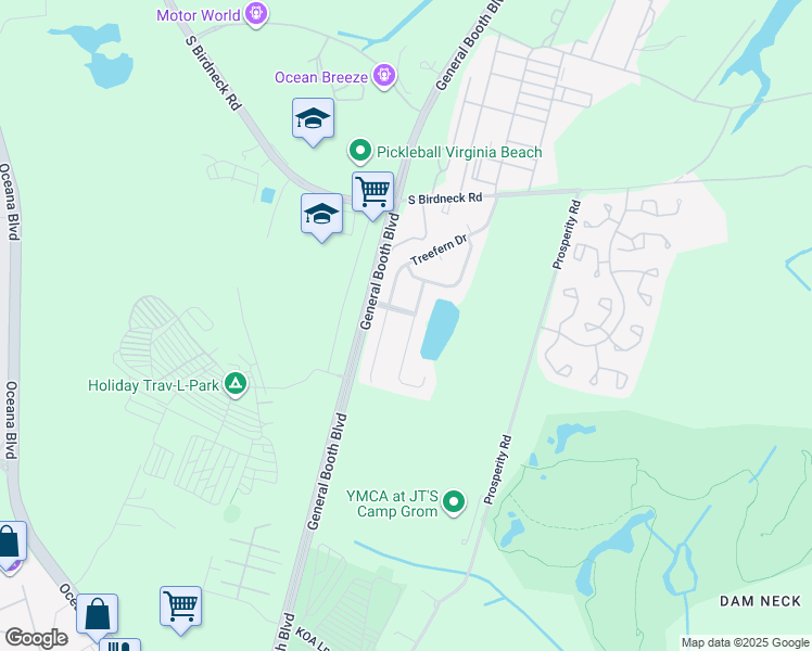 map of restaurants, bars, coffee shops, grocery stores, and more near 1141 Birdneck Lake Drive in Virginia Beach