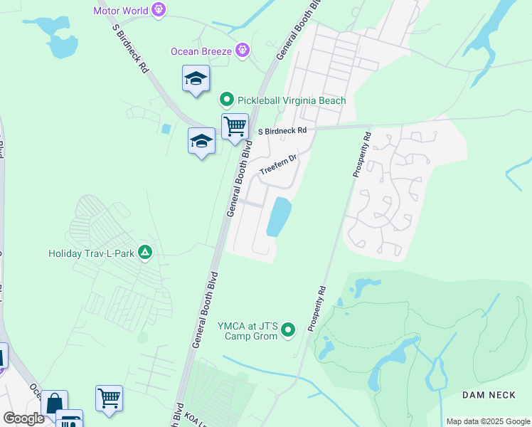 map of restaurants, bars, coffee shops, grocery stores, and more near 1136 Birdneck Lake Drive in Virginia Beach
