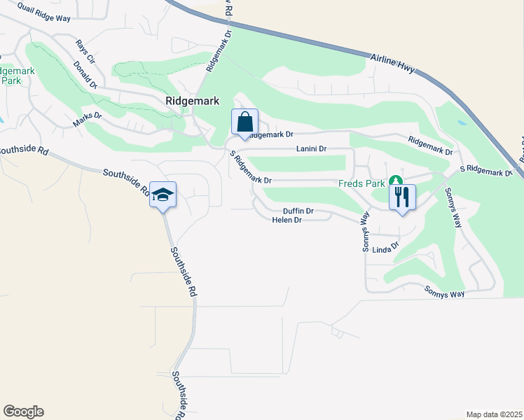 map of restaurants, bars, coffee shops, grocery stores, and more near 661 Helen Drive in Hollister