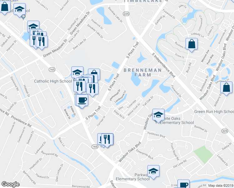 map of restaurants, bars, coffee shops, grocery stores, and more near 4576 Plumstead Drive in Virginia Beach