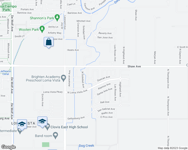 map of restaurants, bars, coffee shops, grocery stores, and more near 2167 Junipero Avenue in Clovis