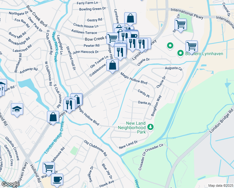 map of restaurants, bars, coffee shops, grocery stores, and more near 3050 Herrmann Court in Virginia Beach