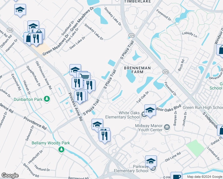 map of restaurants, bars, coffee shops, grocery stores, and more near 904 Becontree Court in Virginia Beach