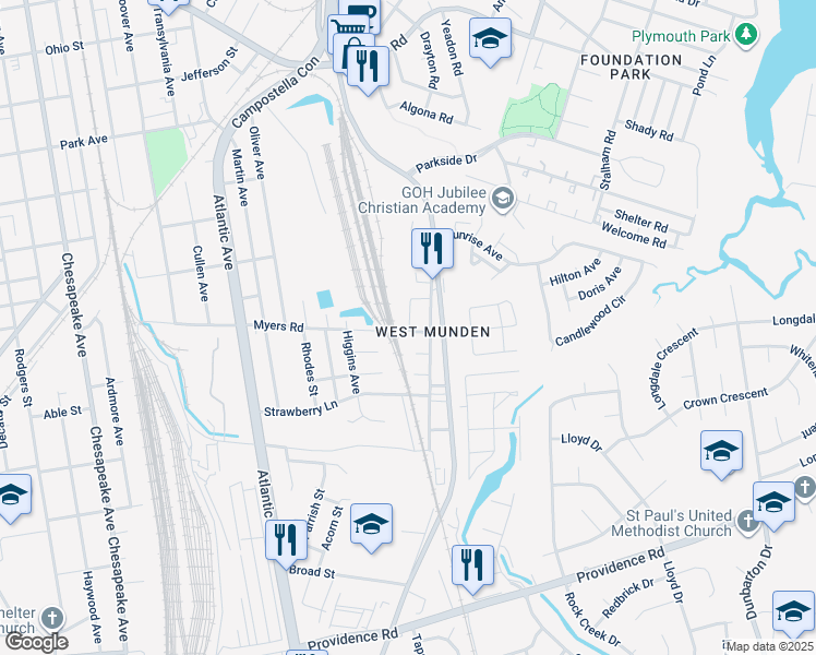 map of restaurants, bars, coffee shops, grocery stores, and more near 2232 Munden Street in Chesapeake