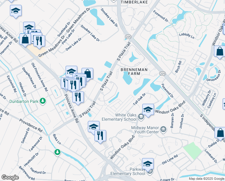 map of restaurants, bars, coffee shops, grocery stores, and more near 4537 Plumstead Drive in Virginia Beach