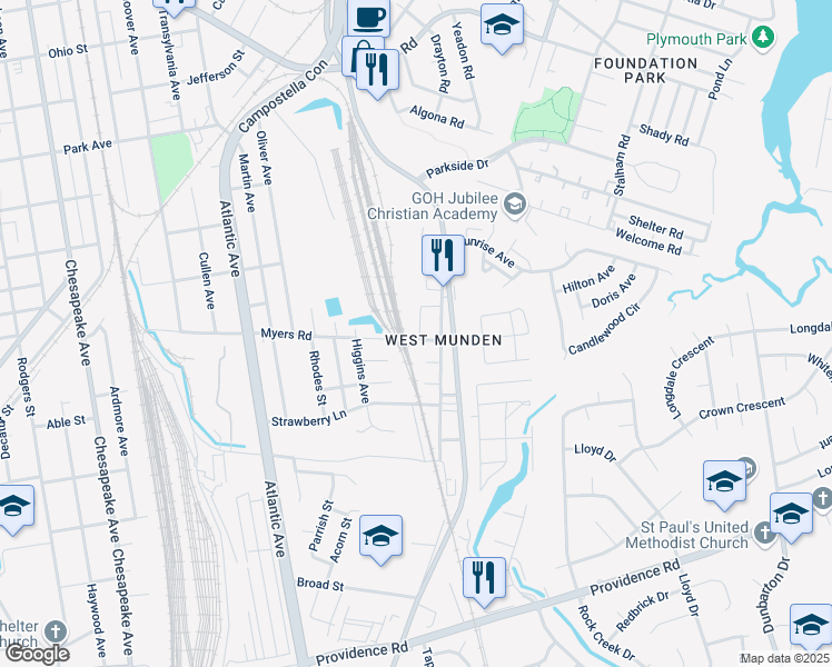 map of restaurants, bars, coffee shops, grocery stores, and more near 2611 Abingdon Street in Chesapeake