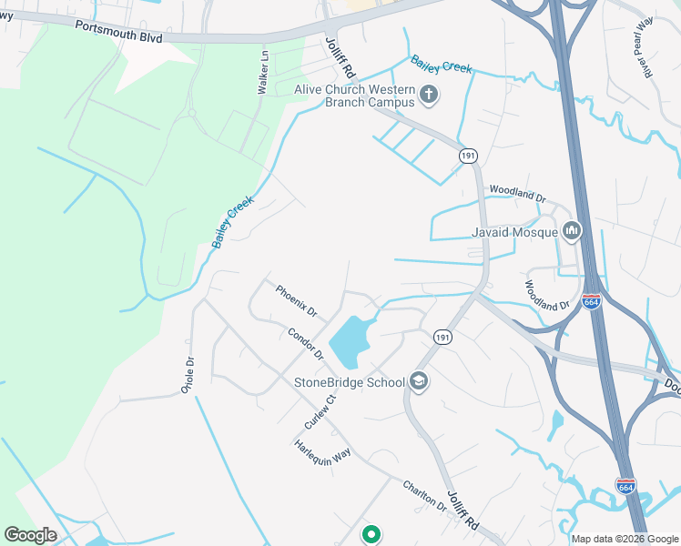 map of restaurants, bars, coffee shops, grocery stores, and more near 1728 Wild Duck Crossing in Chesapeake