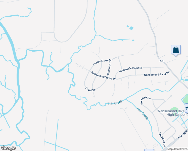 map of restaurants, bars, coffee shops, grocery stores, and more near 4100 Colbourn Drive in Suffolk