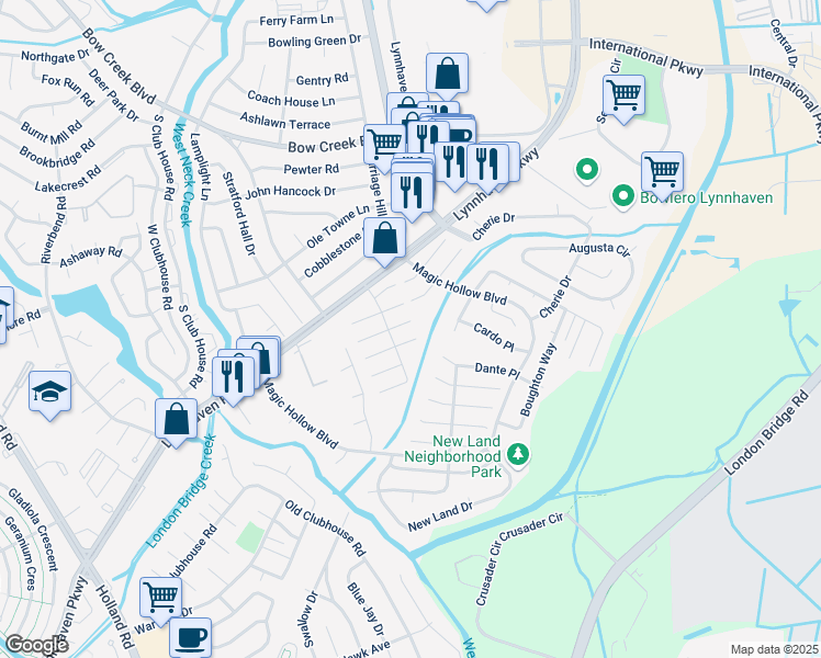 map of restaurants, bars, coffee shops, grocery stores, and more near 3050 Herrmann Court in Virginia Beach