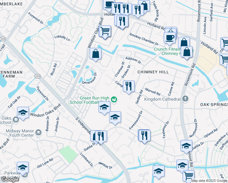 map of restaurants, bars, coffee shops, grocery stores, and more near 860 Dryden Street in Virginia Beach