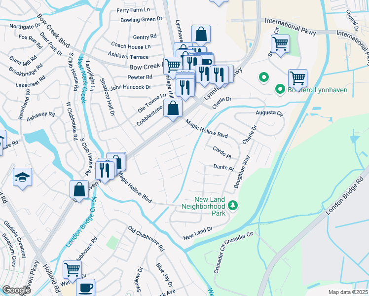 map of restaurants, bars, coffee shops, grocery stores, and more near 3050 Herrmann Court in Virginia Beach