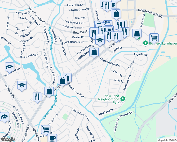 map of restaurants, bars, coffee shops, grocery stores, and more near 1044 Salisbury Drive in Virginia Beach