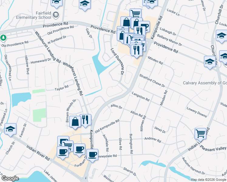 map of restaurants, bars, coffee shops, grocery stores, and more near 1193 Lord Dunmore Drive in Virginia Beach